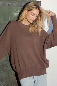 Brown Drop Sleeve Sweater