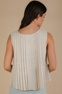 Polly Pleated Tank (oatmeal)