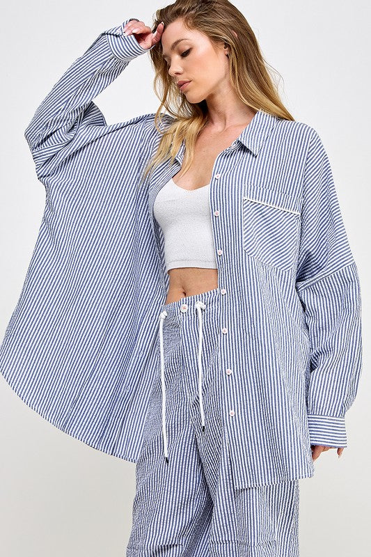 Oversized Striped Lounge Shirt