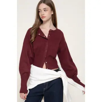 Burgundy Sweater Cardigan