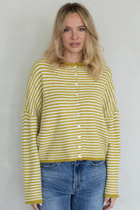 PREORDER The Piper Cardigan (dijon yellow stripe)