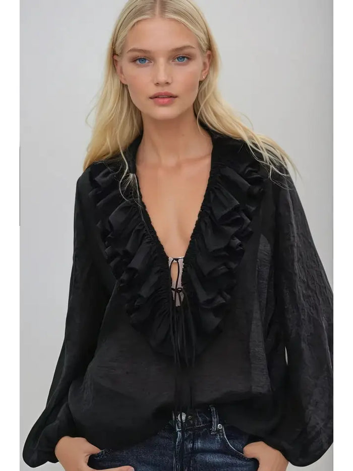 Marrietta Ruffled Blouse (black)