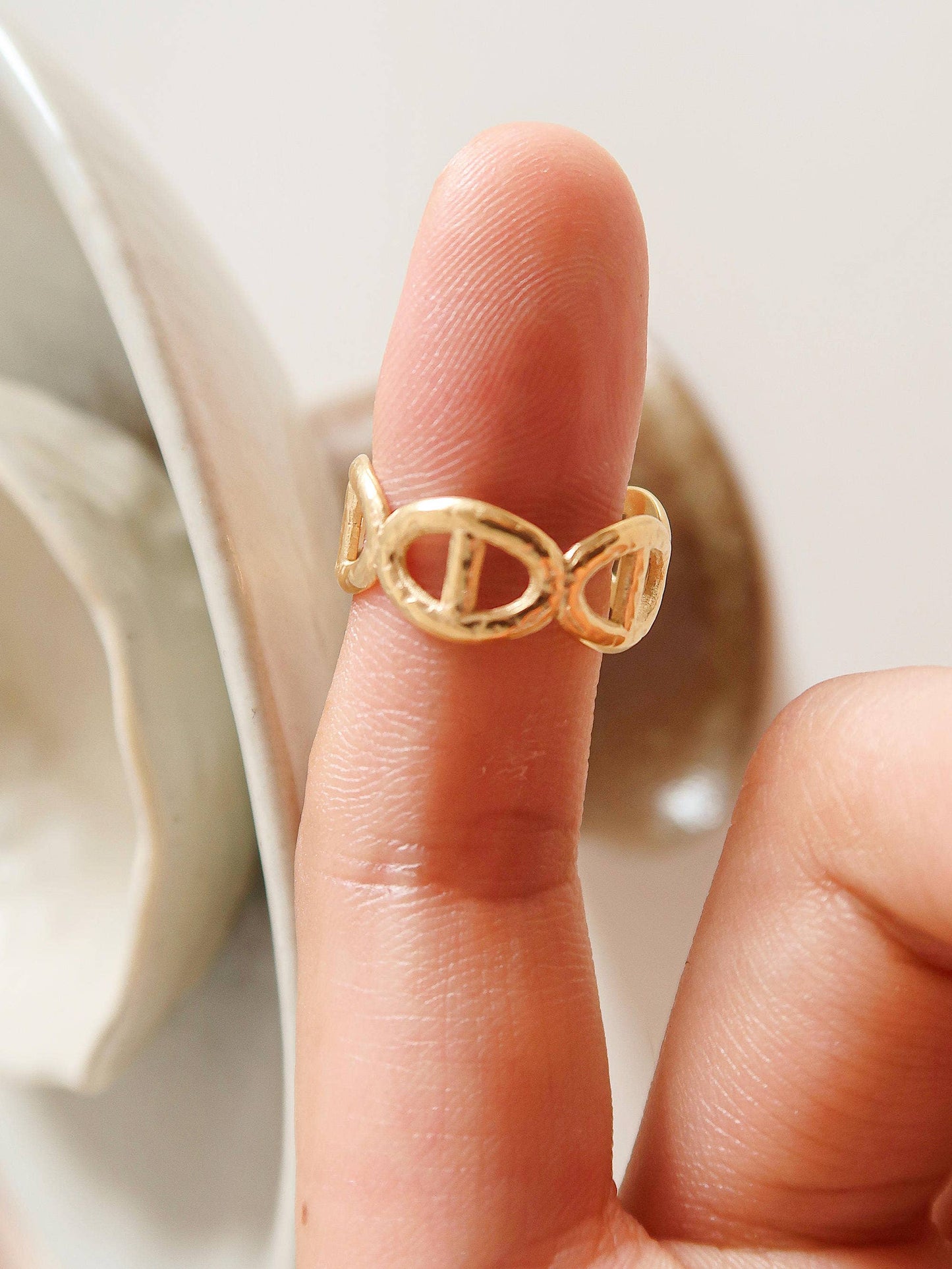 Irina Gold Non-Tarnish Adjustable Chain Ring