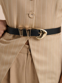 Pebble Dome Buckle Belt in Black - GEORGE-MARY'S