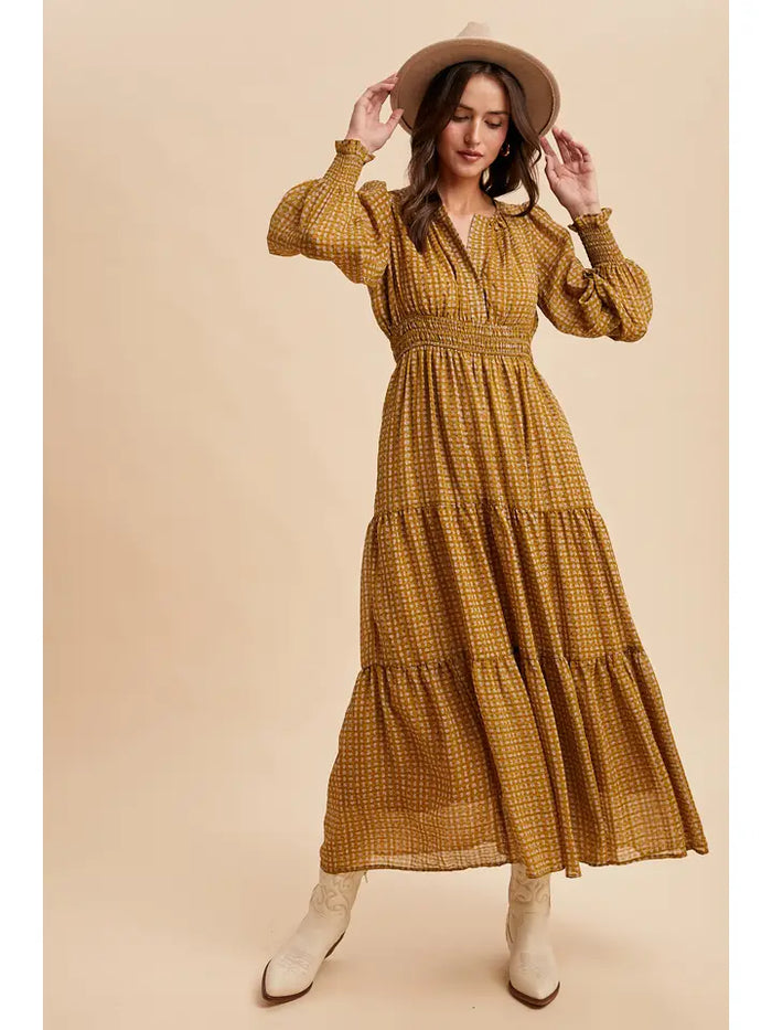 Mustard Medallion Maxi Dress