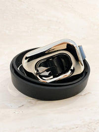 Chain Buckle PU Skinny Belt - GEORGE-MARY'S