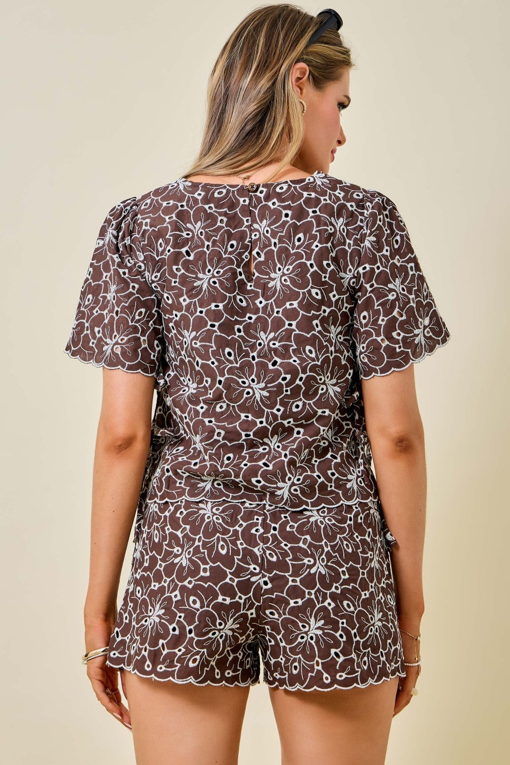 Embroidered Floral Blouse (brown)