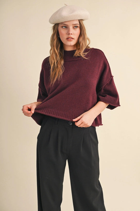 Parks Boxy Knit Sweater (wine) - GEORGE-MARY'S