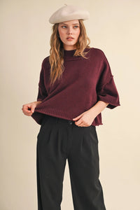 Parks Boxy Knit Sweater (wine) - GEORGE-MARY'S