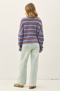 The Piper Cardigan (blue varsity stripe) - GEORGE-MARY'S