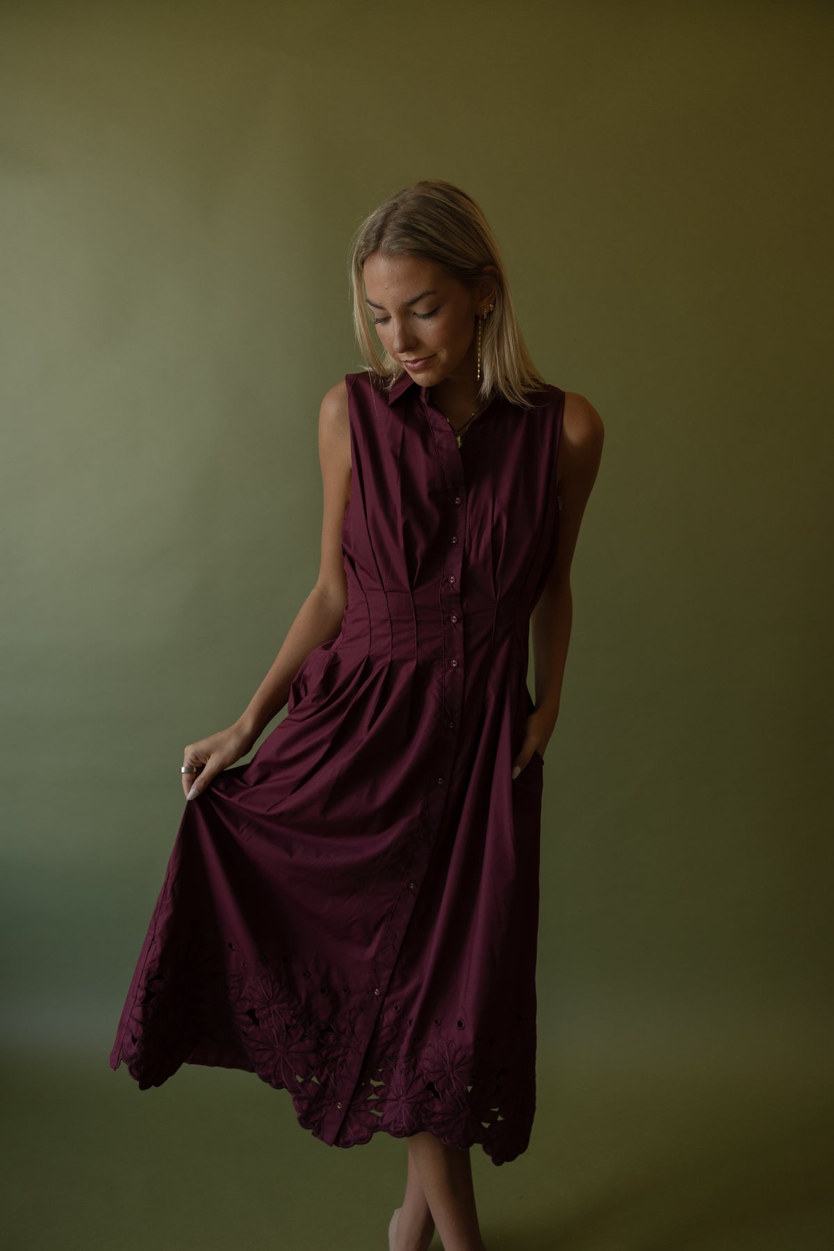 Rowan Midi Dress (wine) - GEORGE-MARY'S
