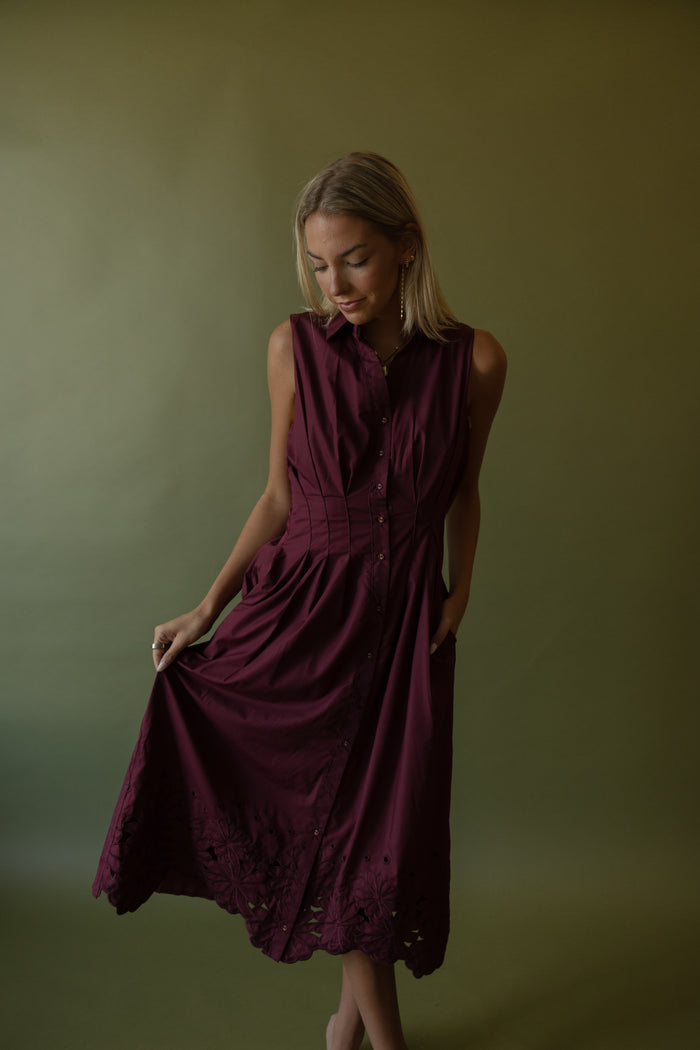 Rowan Midi Dress (wine) - GEORGE-MARY'S