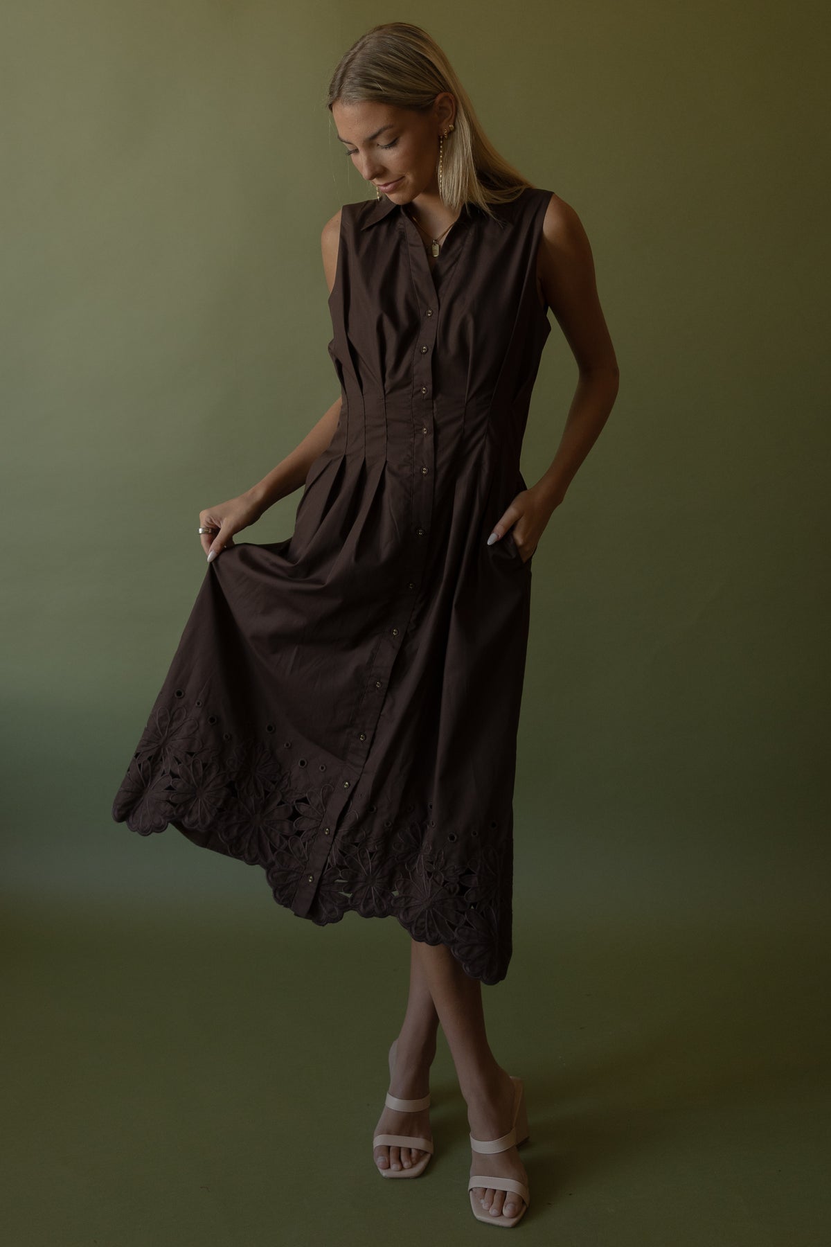 Rowan Midi Dress (brown) - GEORGE-MARY'S