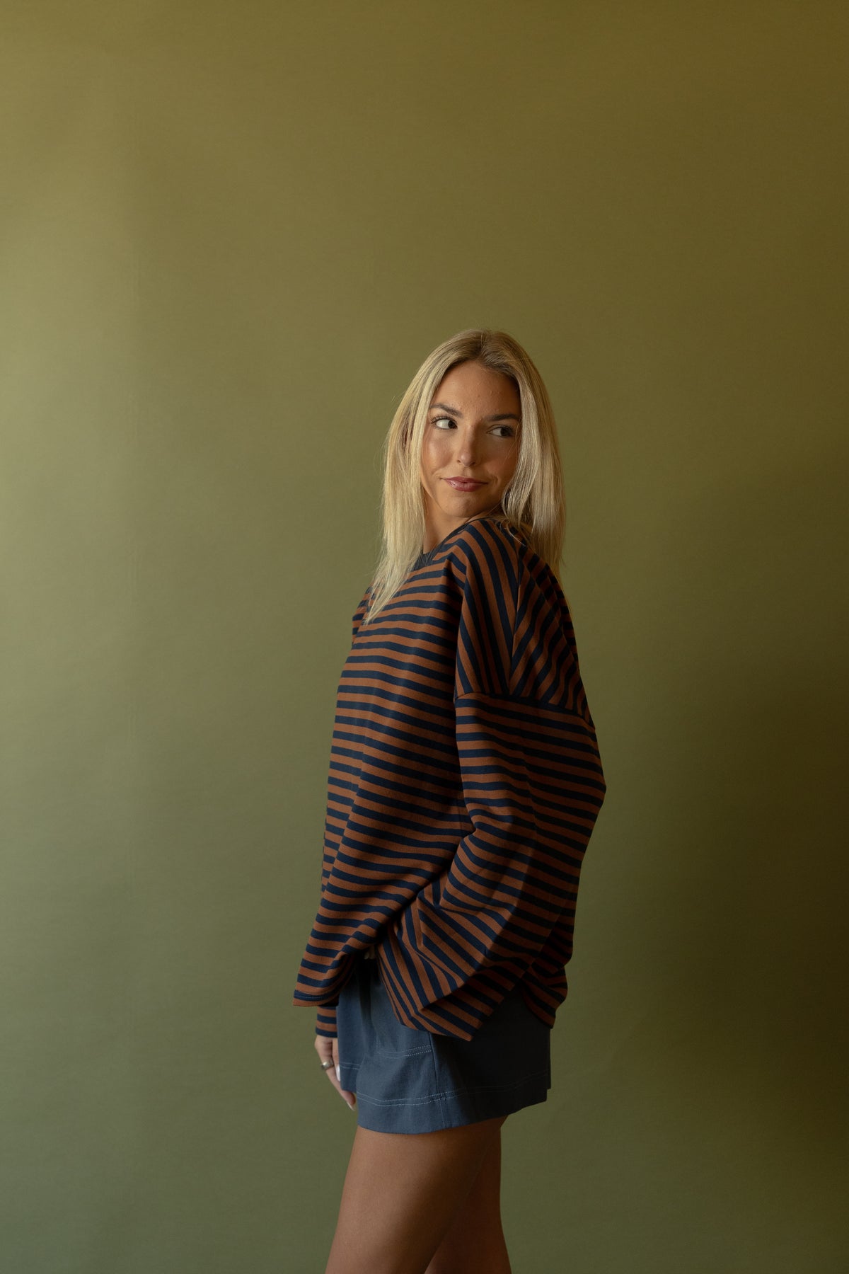 The Terry Oversized Striped Tee (brown) - GEORGE-MARY'S