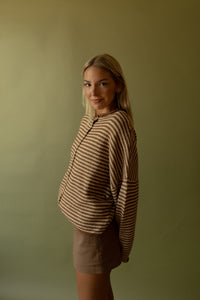 Piper Cardigan (brown mini stripe) - GEORGE-MARY'S