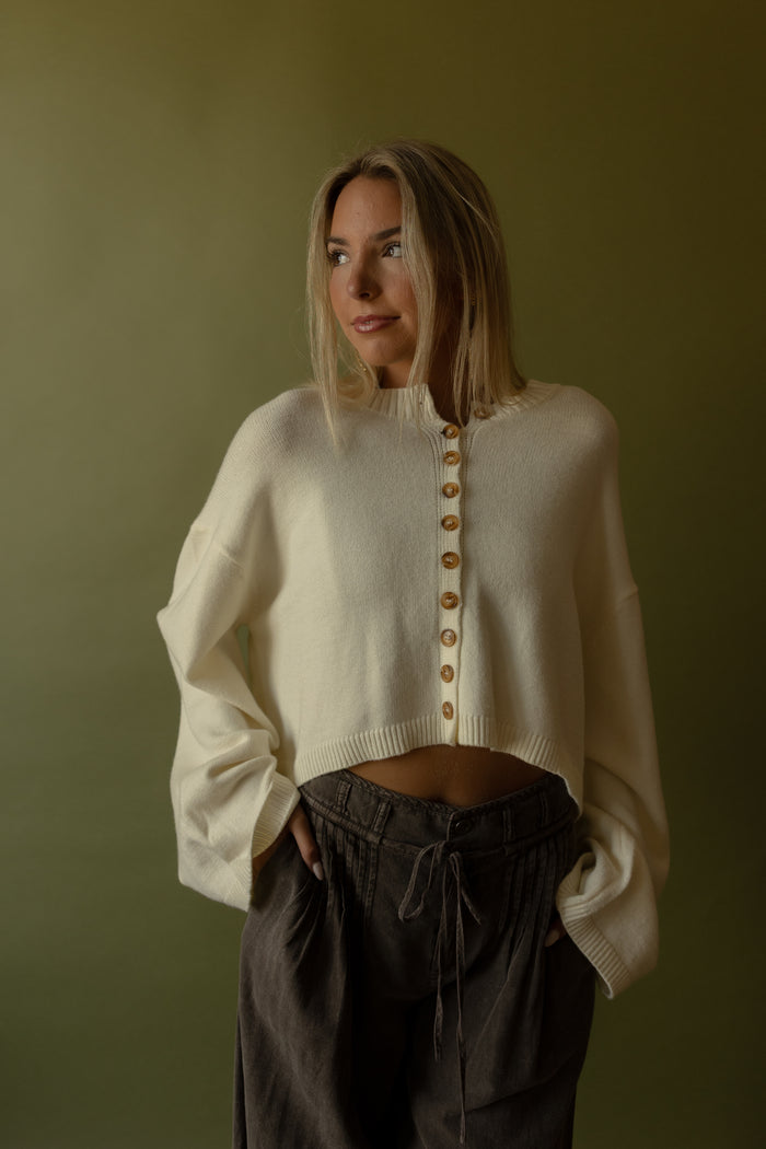 Rhodes Button Sweater (ivory) - GEORGE-MARY'S