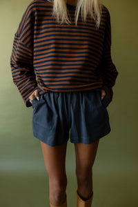 The Terry Oversized Striped Tee (brown) - GEORGE-MARY'S