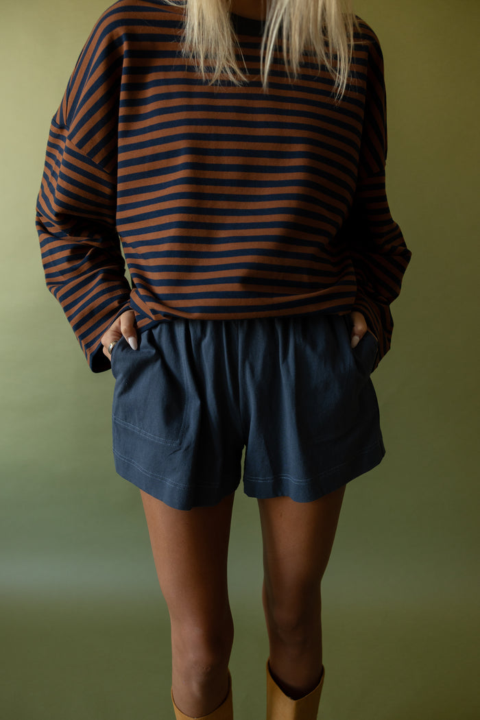The Terry Oversized Striped Tee (brown) - GEORGE-MARY'S
