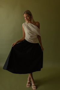 Draped Shoulder Top (ecru) - GEORGE-MARY'S