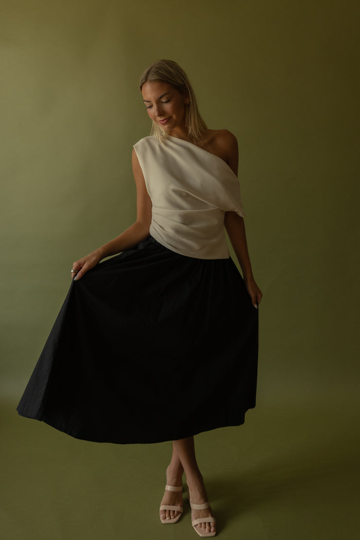 Draped Shoulder Top (ecru) - GEORGE-MARY'S