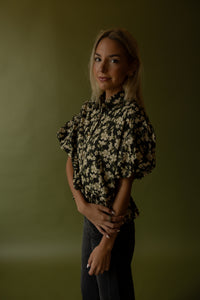 Archer Floral Babydoll Top (black) - GEORGE-MARY'S