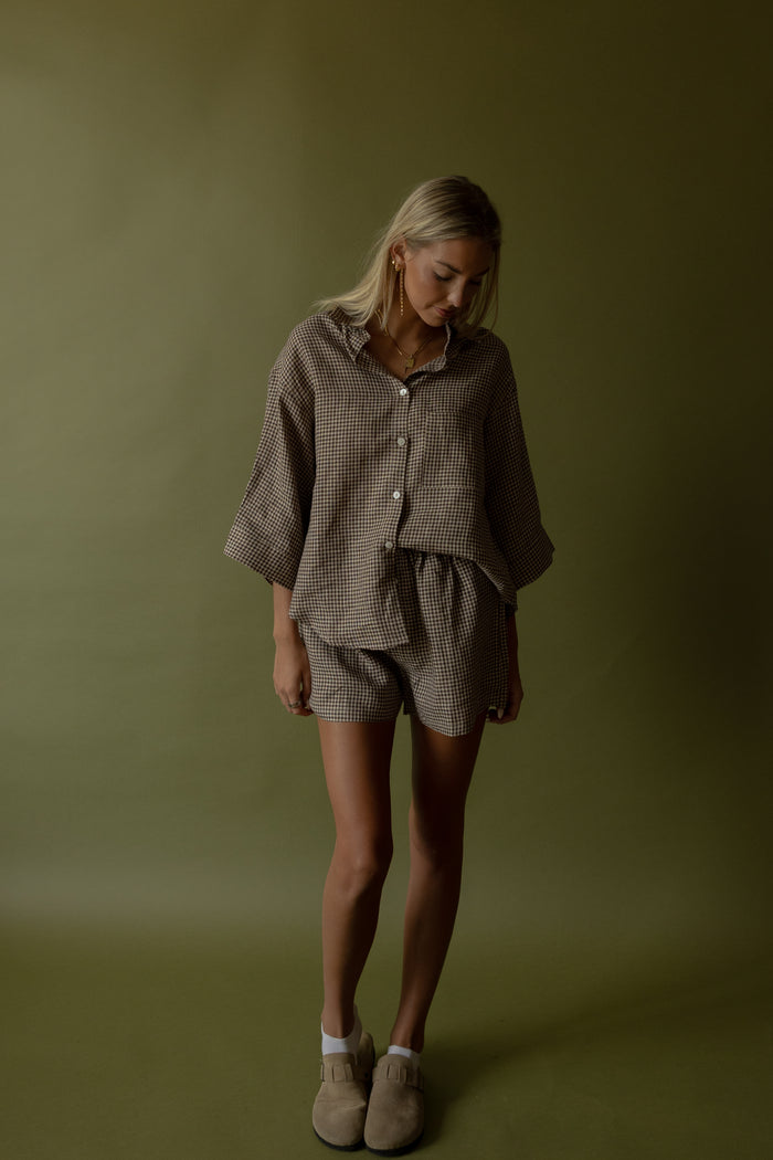 Gabi Gingham Linen Shorts - GEORGE-MARY'S