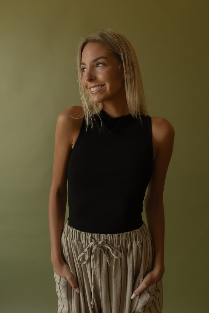 Black Mockneck Tank - GEORGE-MARY'S
