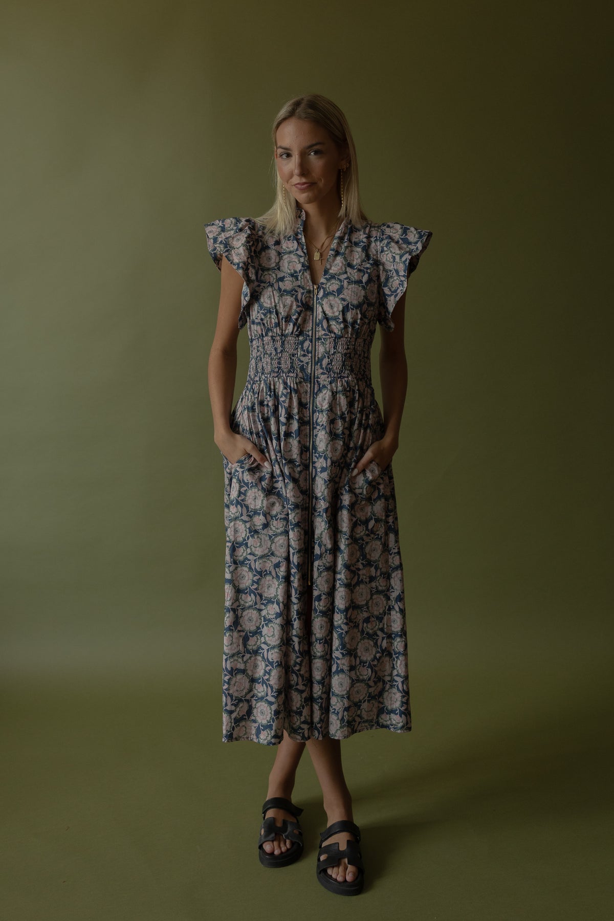 Milly Floral Smocked Midi Dress - GEORGE-MARY'S