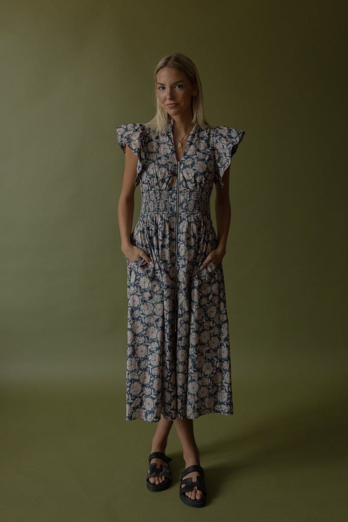 Milly Floral Smocked Midi Dress - GEORGE-MARY'S