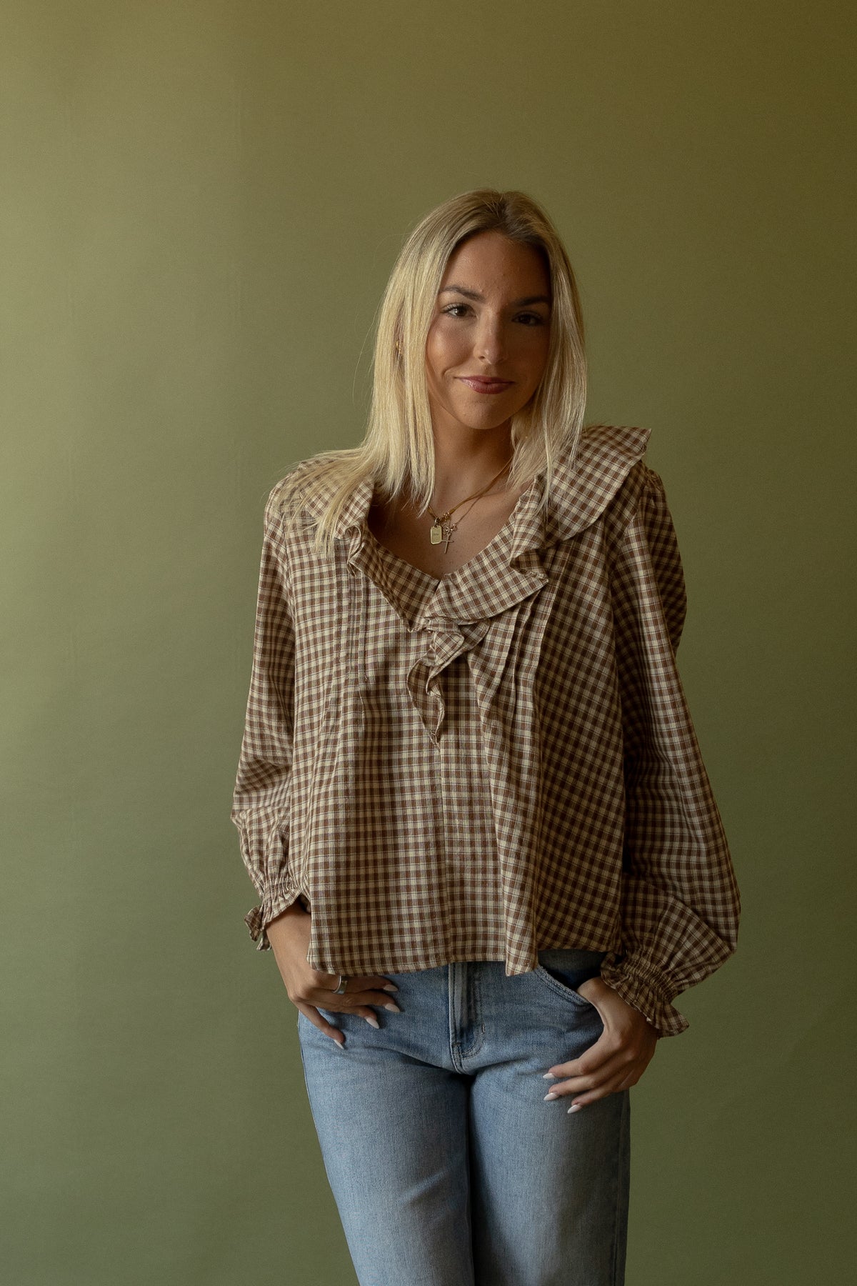 Wells Gingham Ruffle Blouse - GEORGE-MARY'S