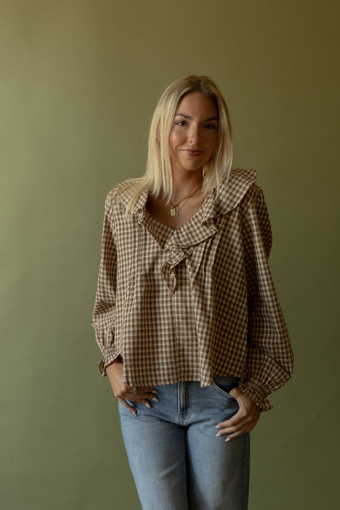 Wells Gingham Ruffle Blouse - GEORGE-MARY'S