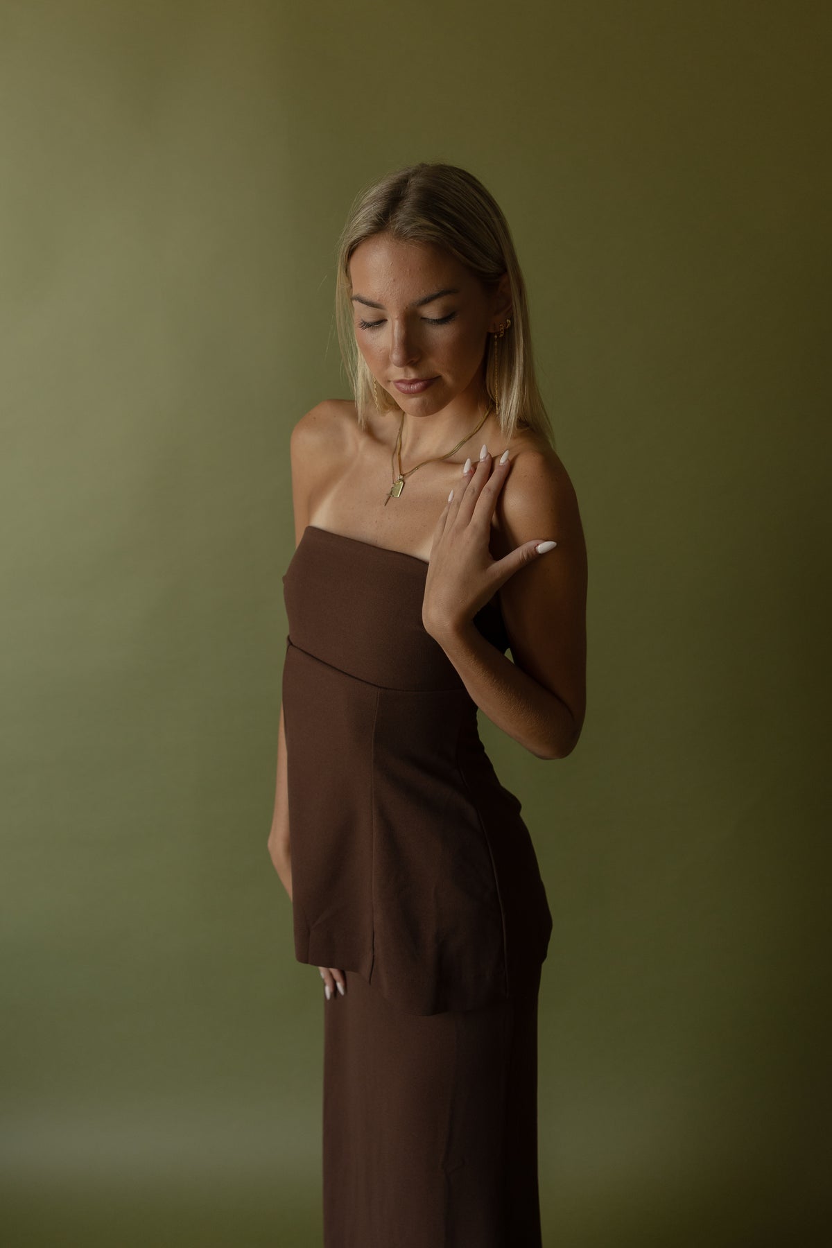 Choclate Peplum Dress - GEORGE-MARY'S