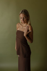 Choclate Peplum Dress - GEORGE-MARY'S
