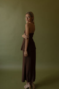 Choclate Peplum Dress - GEORGE-MARY'S