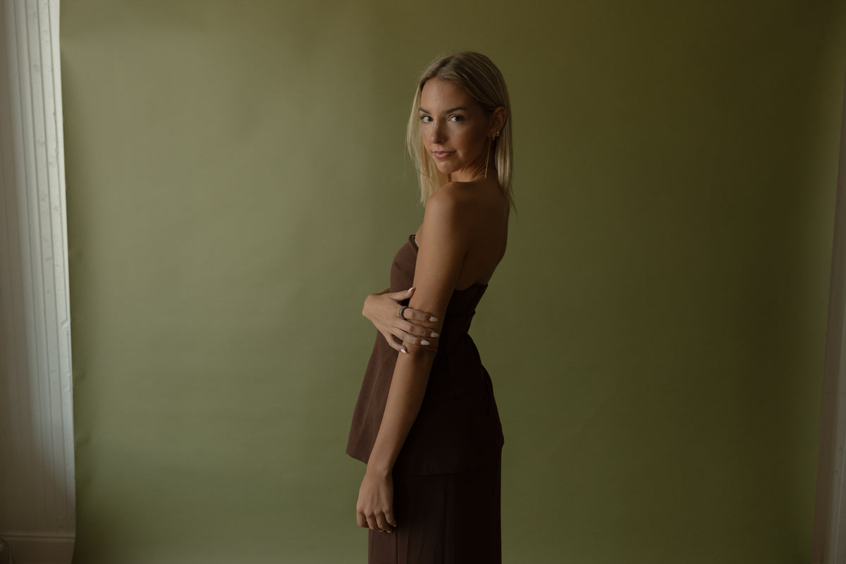 Choclate Peplum Dress - GEORGE-MARY'S
