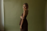 Choclate Peplum Dress - GEORGE-MARY'S