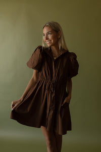 Montgomery Puff Sleeve Dress (brown) - GEORGE-MARY'S