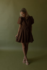 Montgomery Puff Sleeve Dress (brown) - GEORGE-MARY'S