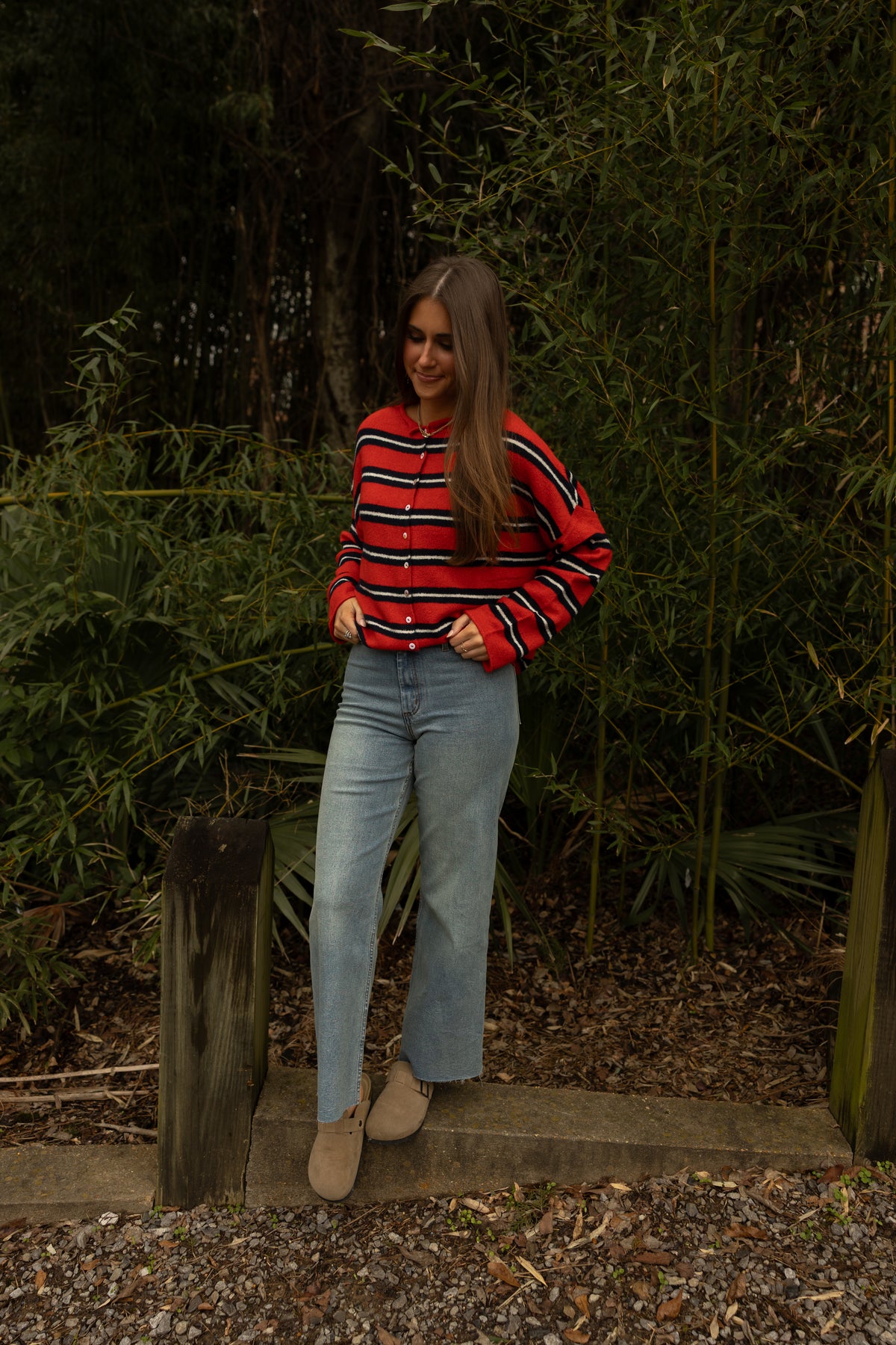 The Piper Cardigan (red varsity stripe) - GEORGE-MARY'S