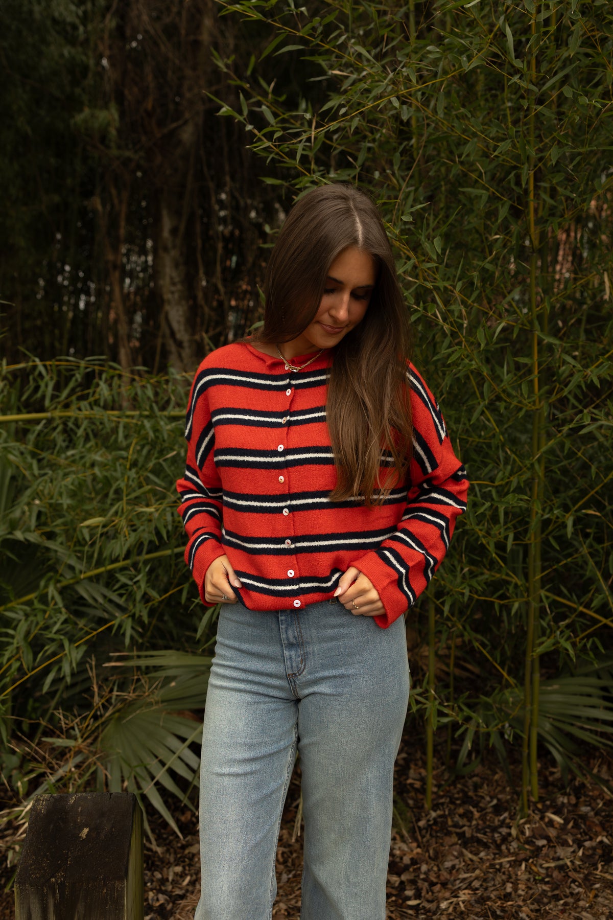 The Piper Cardigan (red varsity stripe) - GEORGE-MARY'S