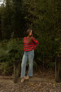 The Piper Cardigan (red varsity stripe) - GEORGE-MARY'S