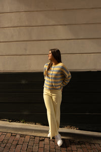 The Piper Cardigan (honey varsity stripe) - GEORGE-MARY'S