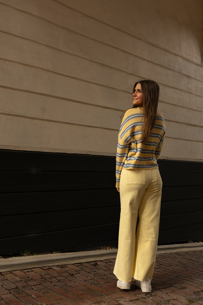 The Piper Cardigan (honey varsity stripe) - GEORGE-MARY'S