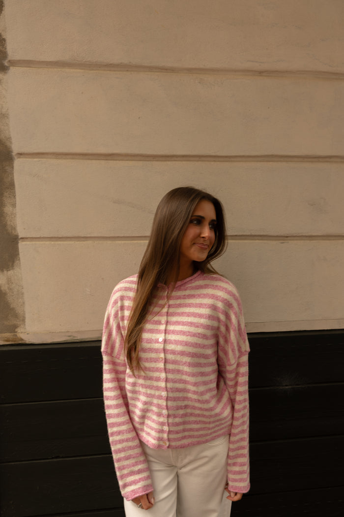 The Piper Cardigan (bubblegum stripe) - GEORGE-MARY'S