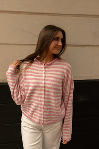 The Piper Cardigan (bubblegum stripe) - GEORGE-MARY'S