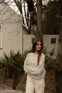 The Piper Cardigan (grey stripe) - GEORGE-MARY'S