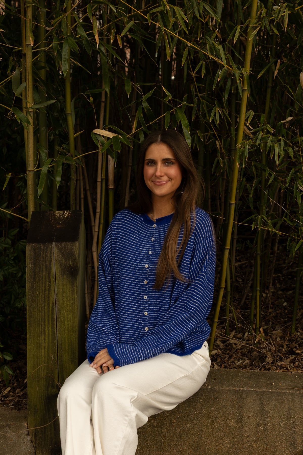 The Piper Cardigan (royal pinstripe) - GEORGE-MARY'S