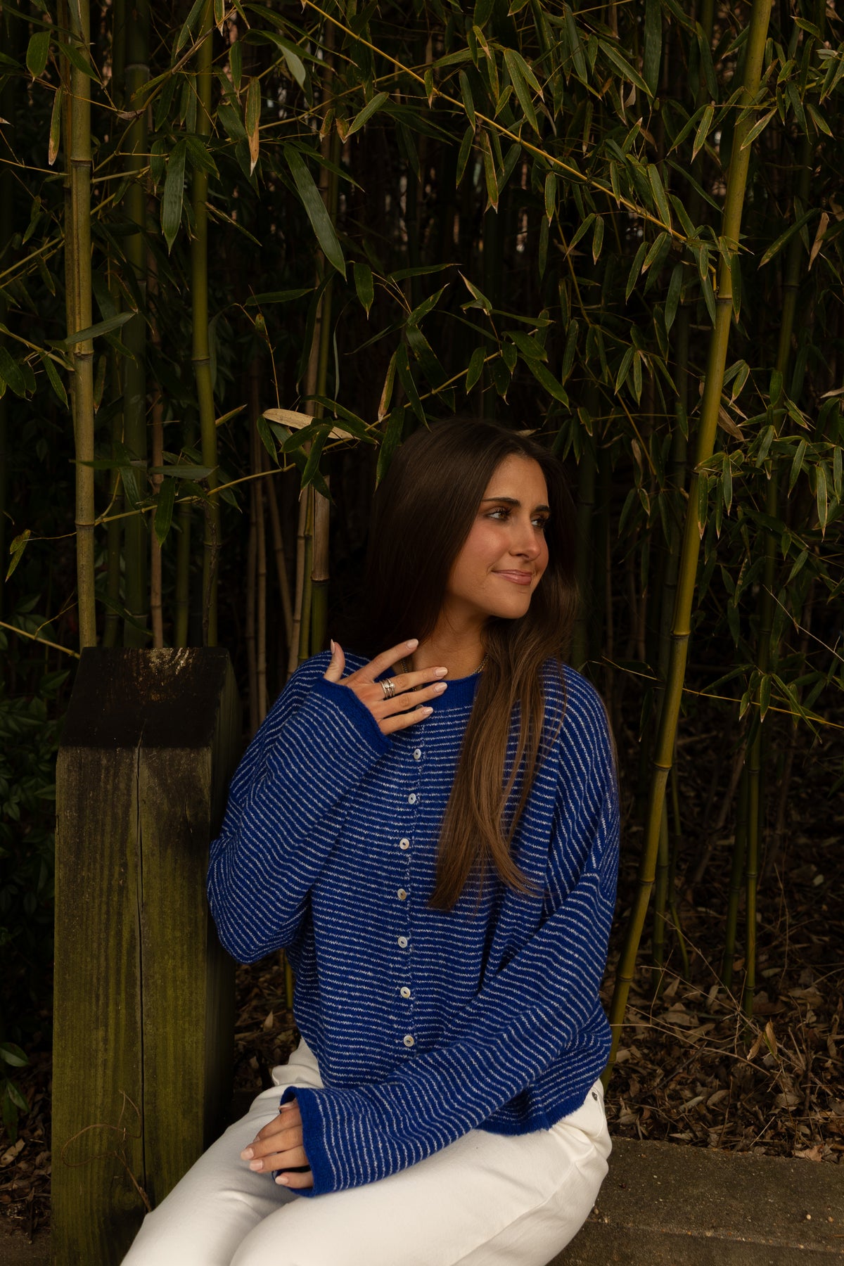 The Piper Cardigan (royal pinstripe) - GEORGE-MARY'S