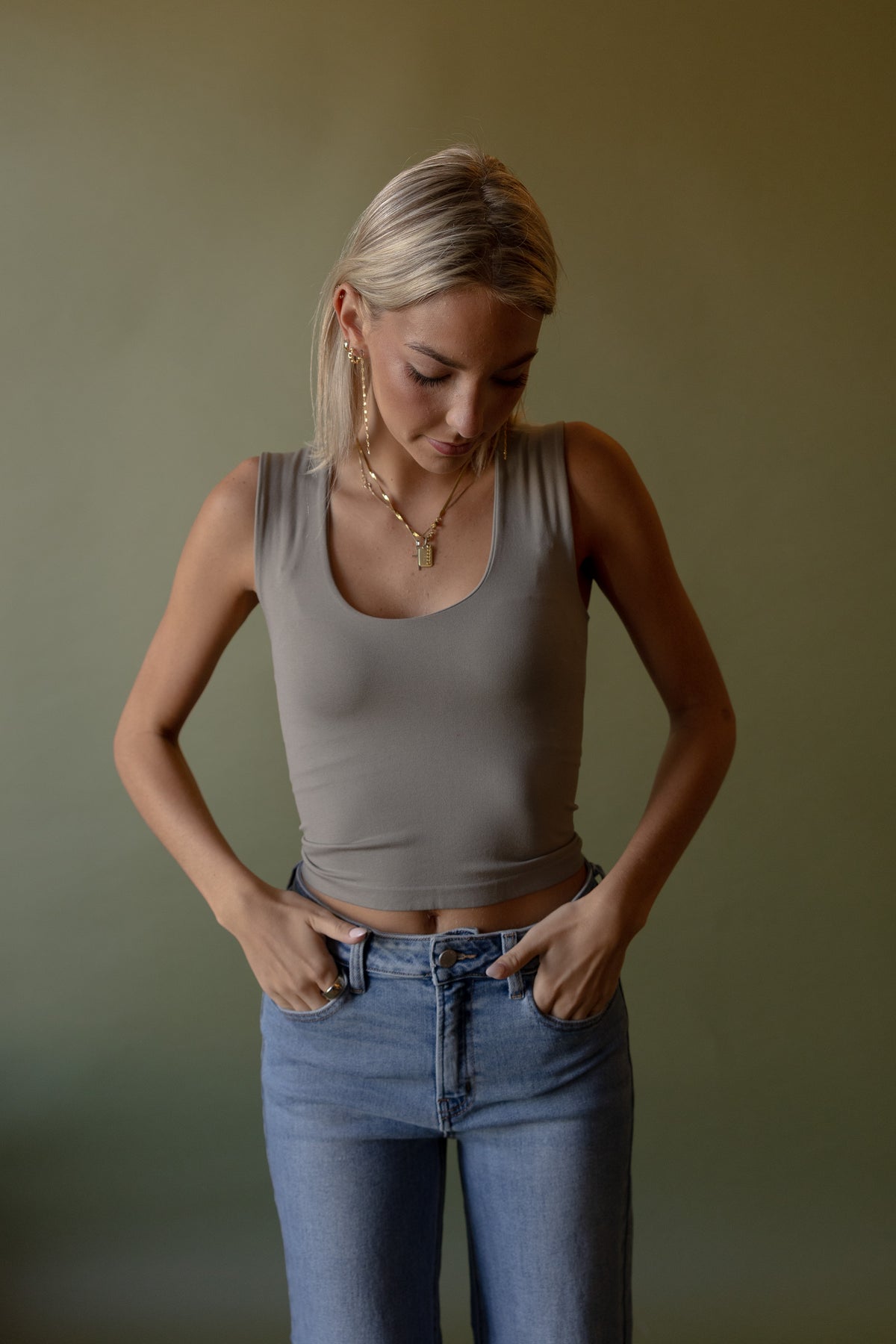 Seamless U-Neck Tank (mushroom)