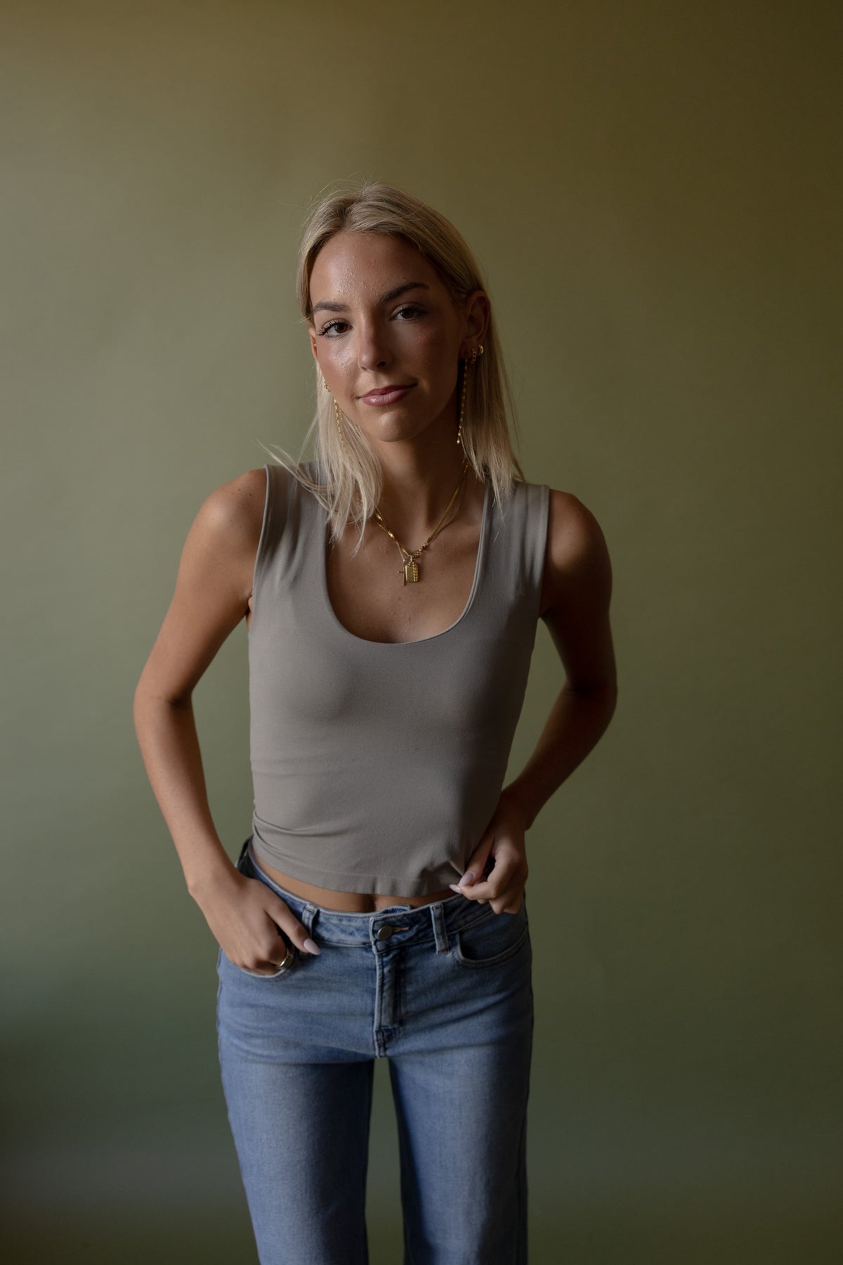 Seamless U-Neck Tank (mushroom)